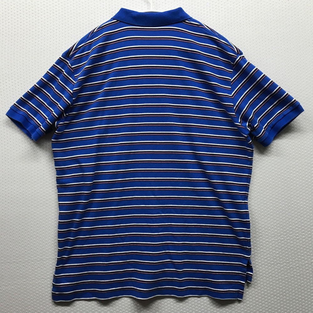 VTG Ralph Lauren Shirt Mens Large Blue Striped Short Sleeve Rugby Preppy Basic - Picture 3 of 7